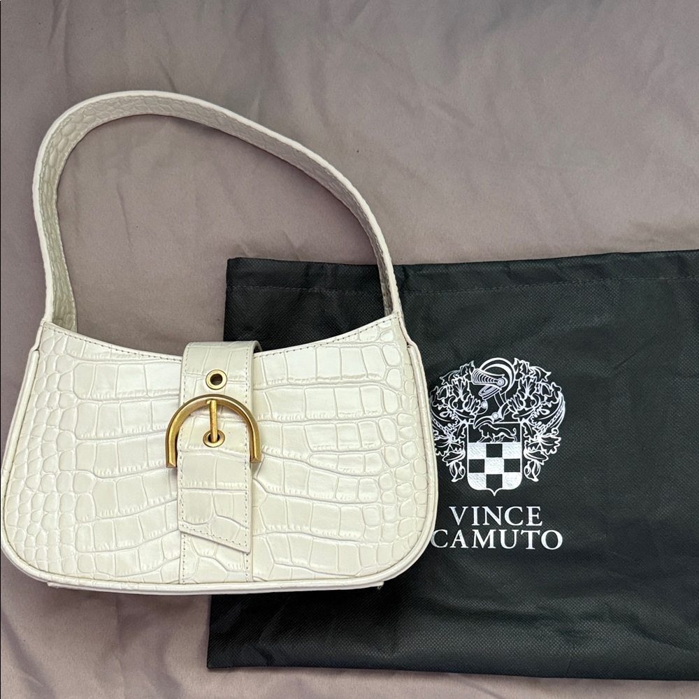 NWOT: Vince Camuto Barlo Croc-Embossed Leather Shoulder Bag